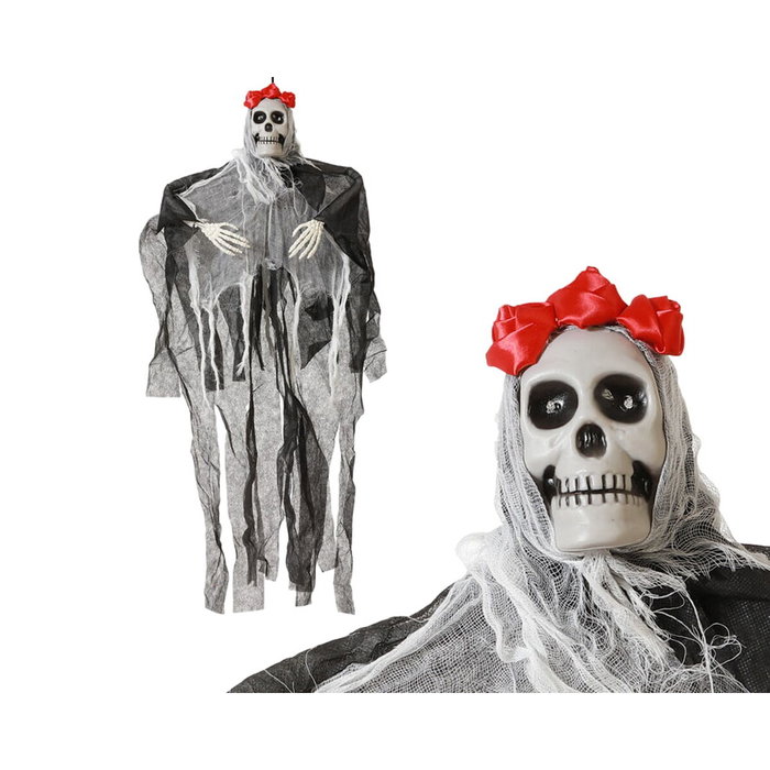 Atosa Esqueleto Colgante de Decoración Halloween con Luz, 80x70 cm