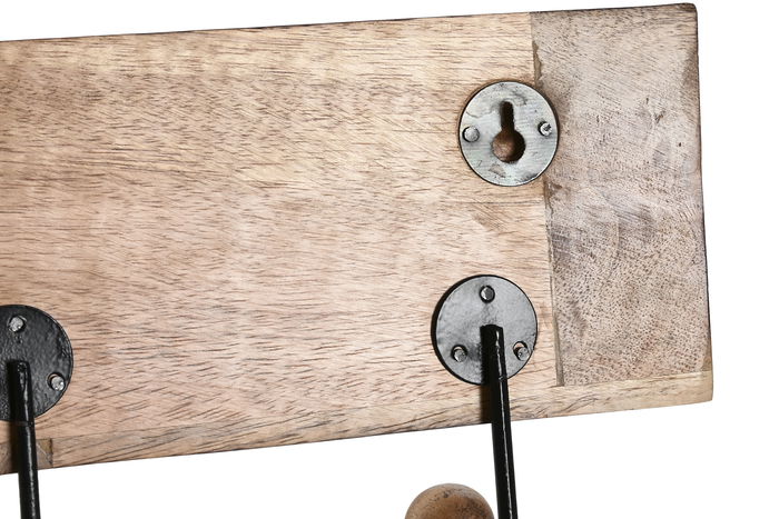 DKD Home Decor Perchero de Pared Oriental Buda Hoja Blanco Natural 5 x 16 x 38 cm