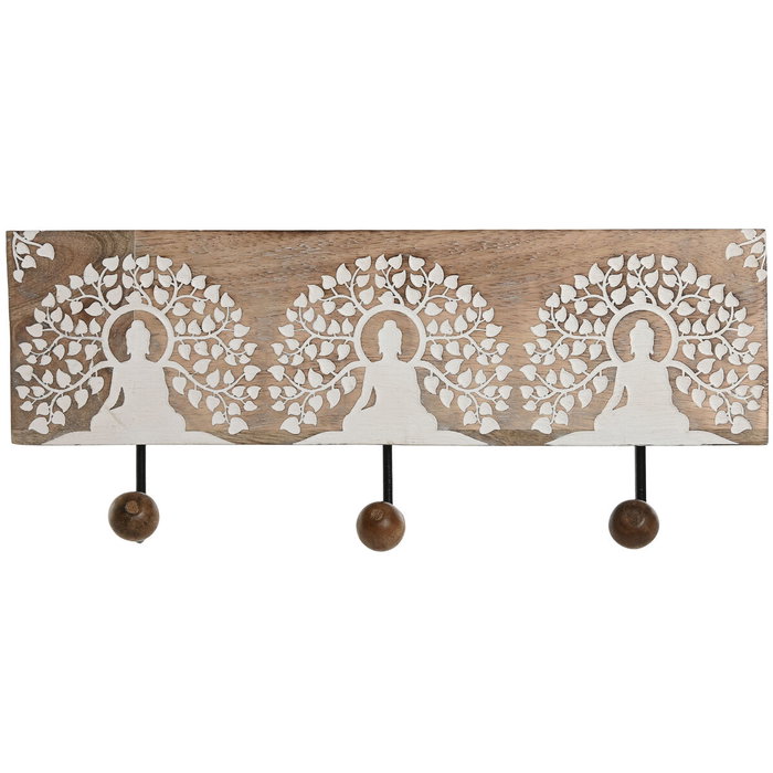 DKD Home Decor Perchero de Pared Buda Blanco