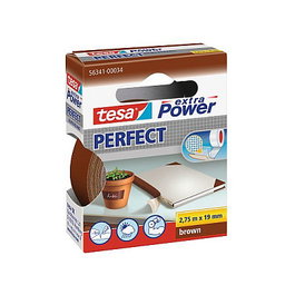 Tesa Cinta Adhesiva de Tela Extra Power Perfect Marrón 56341 - 2,75m x 19mm