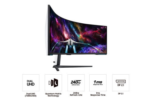 Samsung LS57CG952NUXEN Monitor LED 57" 7680 x 2160 240Hz Curvo 1000R Negro Blanco