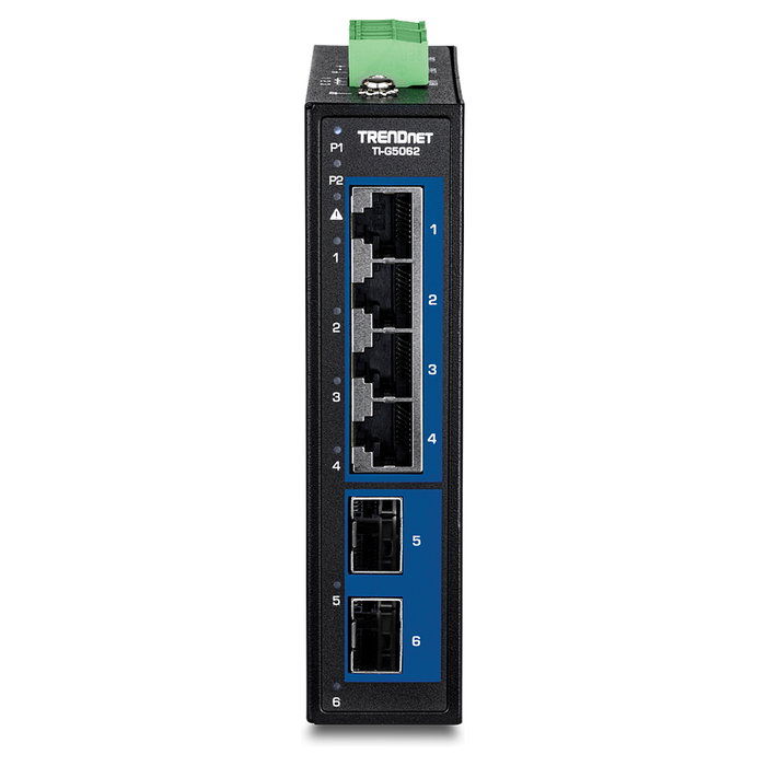 TRENDnet TI-G5062 Switch Industrial para Carril DIN de 6 Puertos, 4x 2.5G Ethernet y 2 Puertos SFP+ 10G, No Administrado, IP50, -40 a 75°C