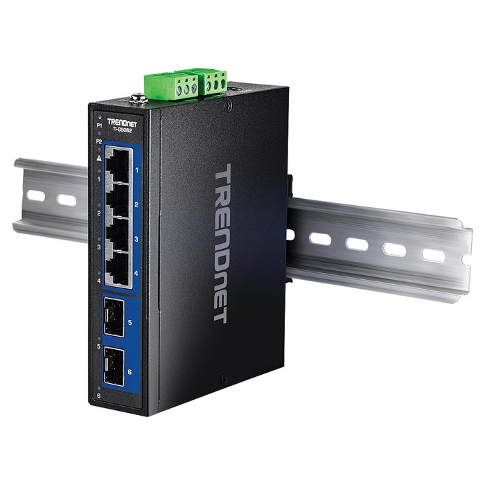 TRENDnet TI-G5062 Switch Industrial para Carril DIN de 6 Puertos, 4x 2.5G Ethernet y 2 Puertos SFP+ 10G, No Administrado, IP50, -40 a 75°C