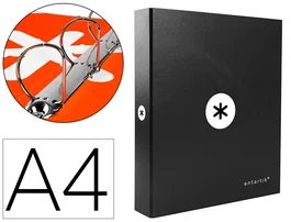Antartik Carpeta 4 Anillas 40 mm Mixtas A4 Forrada Negro