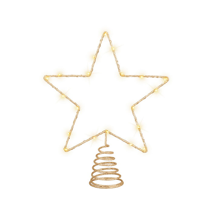 Lumineo Adorno estrella para árbol de navidad dorada con 20 LED