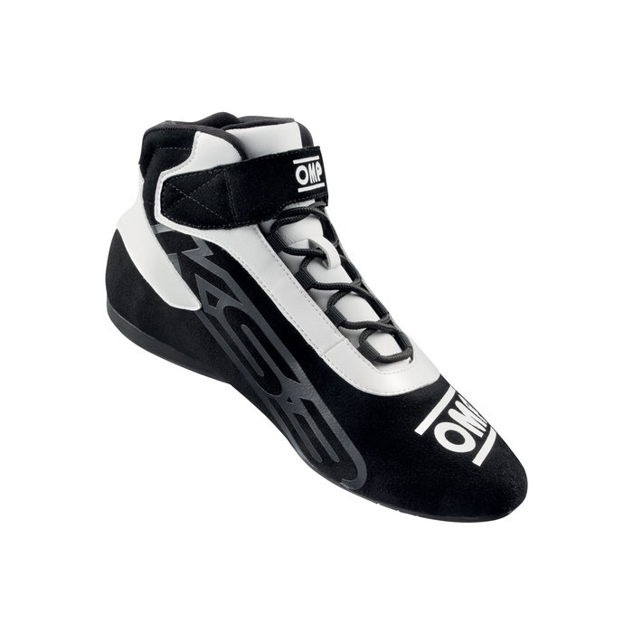Omp OMPKC0-0826-A01-076-42 Zapatos de Karting Ks-3 Negro/Blanco Talla 42 | Piel Serraje, Malla y Suela Específica Karts