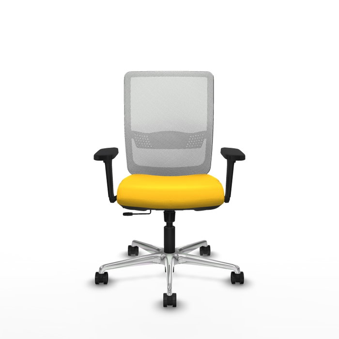 PIQUERAS Y CRESPO Silla de oficina Haches con mecanismo Sincro/Traslack, Amarillo y Blanco