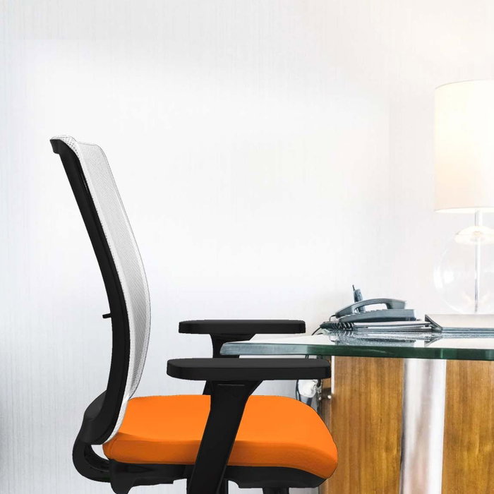 PIQUERAS Y CRESPO Silla de oficina Haches con mecanismo Sincro/Traslack, Amarillo y Blanco