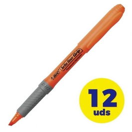 Bic Marcadores Fluorescentes Brite Liner Grip 811933 Naranjas 12 Unidades No Se Seca Hasta 8 Horas