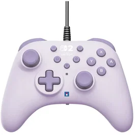 Hori Horipad Turbo Mando para Nintendo Switch y Switch 2 con cable, botones traseros programables, color Lavanda - AACAQ18850