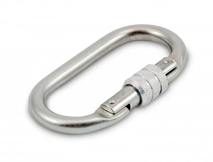 Faru Mosquetón Acero Galvanizado Apertura 18 mm Cierre Rosca Manual Resistencia 25 kN Seguridad Trabajo