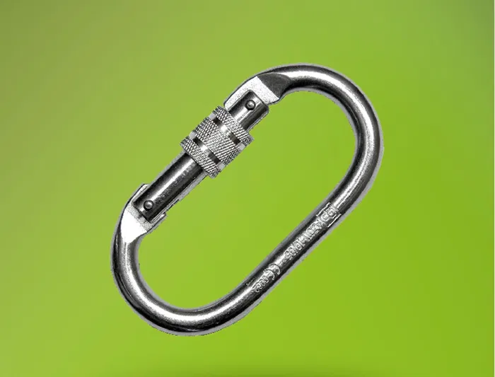 Faru Mosquetón Acero Galvanizado Apertura 18 mm Cierre Rosca Manual Resistencia 25 kN Seguridad Trabajo