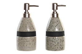 DKD Home Decor Surtido de 2 Dosificadores de Gres 480 ml Gris y Beige