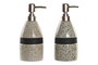 DKD Home Decor Surtido de 2 Dosificadores de Gres 480 ml Gris y Beige