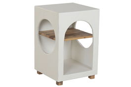 DKD Home Decor Mesita Auxiliar Formentera Blanco Natural Hormigon 40 x 60 x 40 cm