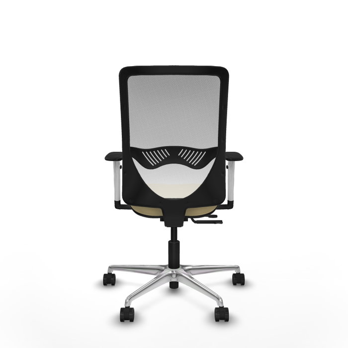 PIQUERAS Y CRESPO Silla de oficina Zulema con mecanismo Sincro/Traslack, Similpiel Crema y Malla Blanco