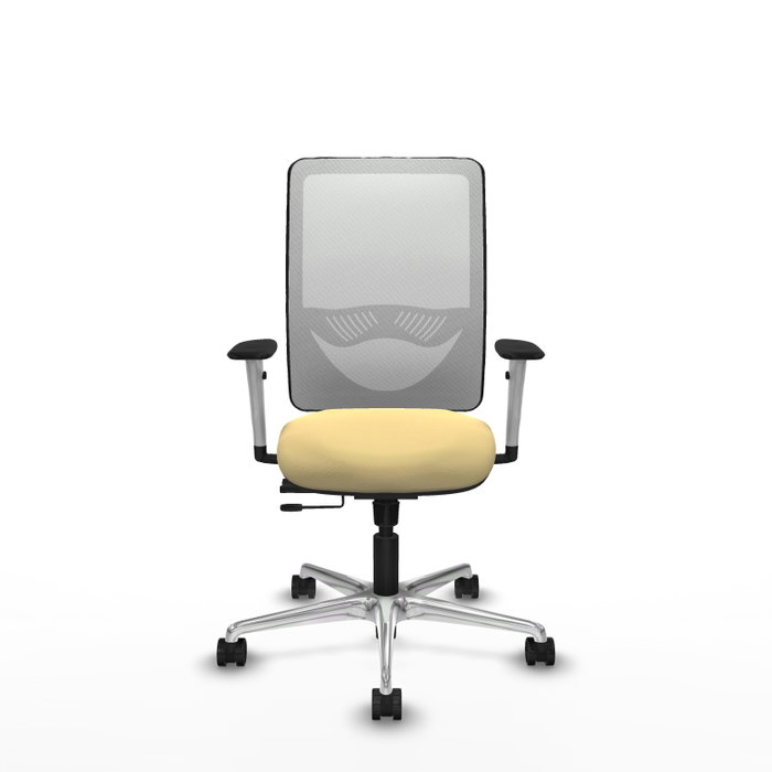 PIQUERAS Y CRESPO Silla de oficina Zulema con mecanismo Sincro/Traslack, Similpiel Crema y Malla Blanco