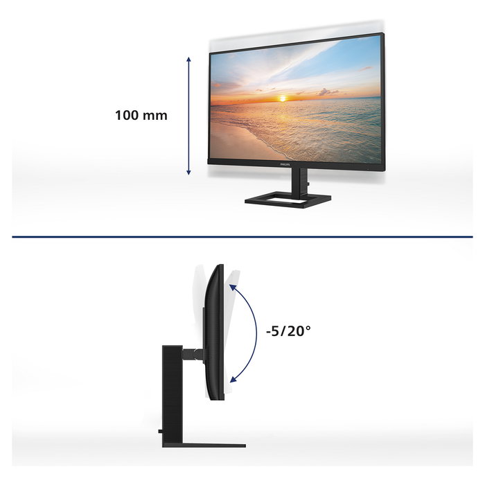 Philips 24E1N1300AE/00 Monitor 24" (60.5cm) Full HD IPS 100Hz 1ms HDMI USB-C 65W Altavoces Negro