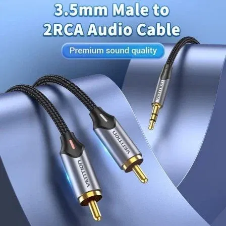 Vention Cable Audio BCNBK/ 2x RCA Macho a Jack 3.5 Macho, 8m, Gris