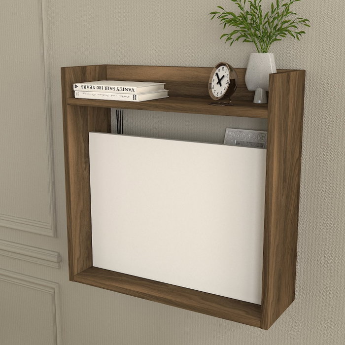 Hanah Home Mesa de Estudio Abatible Blanco y Nogal Plegable para Espacio de Trabajo Productivo