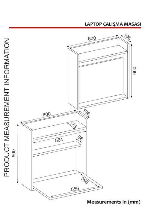 Hanah Home Mesa de Estudio Abatible Blanco y Nogal Plegable para Espacio de Trabajo Productivo