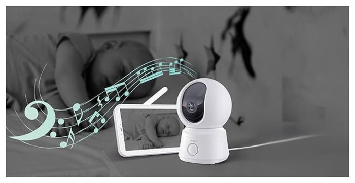 Arenti AInanny B2 Cámara de Vigilancia WiFi con Pantalla LCD de 5 Pulgadas, Visión Nocturna, Blanco