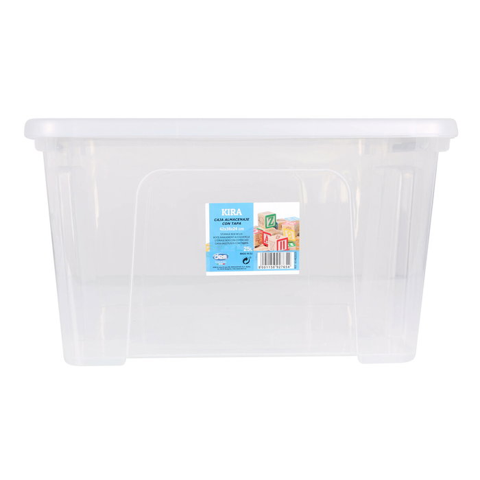 Caja de Almacenaje con Tapa Dem Kira Plástico Transparente 25 L 42 x 36 x 25 cm (6 Unidades)
