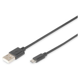 Digitus Cable de conexión USB 2.0 Tipo A a Micro-B, 1.8m, color negro, para carga y sincronización