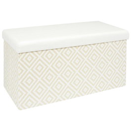 Home Deco Factory Banco Puf Plegable Trenzado Blanco Mirage 76x38x38 cm