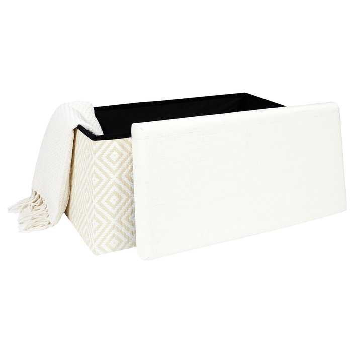 Home Deco Factory Banco Puf Plegable Trenzado Blanco Mirage 76x38x38 cm Home Deco Factory Banco Puf Plegable Trenzado Blanco Mirage 76x38x38 cm
