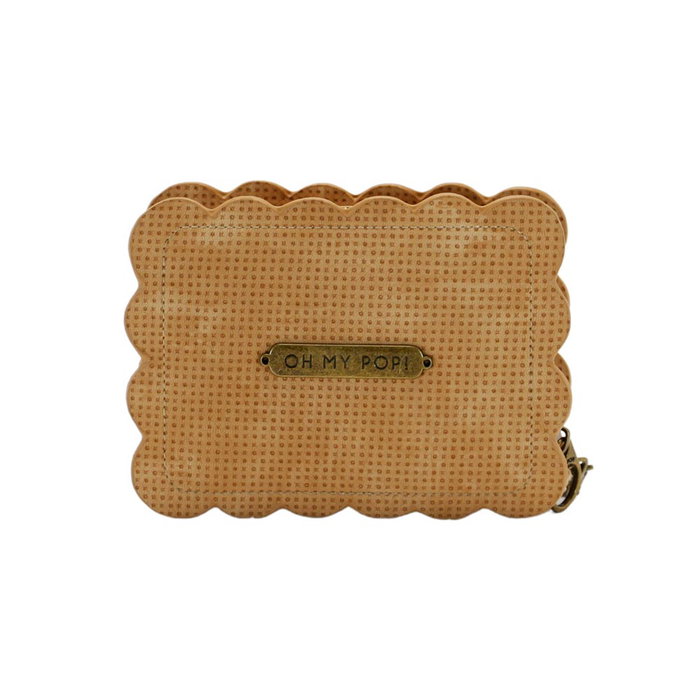 Oh My Pop Billetero Pequeño Biscuit Beige con Múltiples Departamentos para Tarjetas, Billetes y Monedas, Asa Lateral Extraíble
