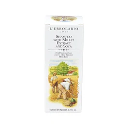 L'ERBOLARIO Champú Cabello Mijo y Soja 200ml - Sin Siliconas, Parabenos, Sulfatos - 97% Ingredientes Natural - Prevención Caída Pelo
