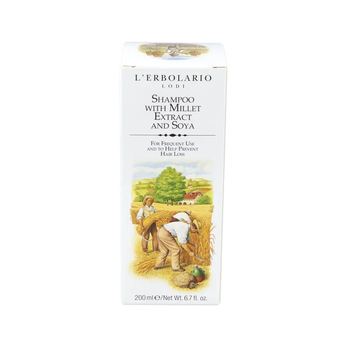 L'ERBOLARIO Champú Cabello Mijo y Soja 200ml - Sin Siliconas, Parabenos, Sulfatos - 97% Ingredientes Natural - Prevención Caída Pelo L'ERBOLARIO Champú Cabello Mijo y Soja 200ml - Sin Siliconas, Parabenos, Sulfatos - 97% Ingredientes Natural - Prevención Caída Pelo