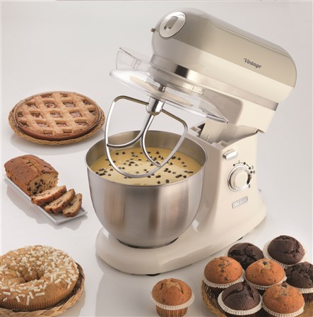 Ariete 1588/03 Robot de Cocina Vintage Beige con Bol de Acero Inoxidable y 10 Velocidades