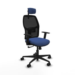 PIQUERAS Y CRESPO Silla de oficina Alfera, Mecanismo Sincro, Azul marino y Negro