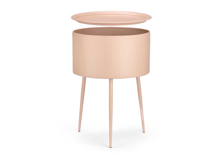 Giftdecor Mesa Auxiliar Redonda Base Nude Metal Rosa 40x40x57 cm