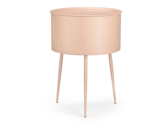 Giftdecor Mesa Auxiliar Redonda Base Nude Metal Rosa 40x40x57 cm