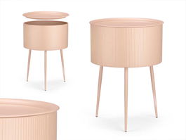 Giftdecor Mesa Auxiliar Redonda Base Nude Metal Rosa 40x40x57 cm
