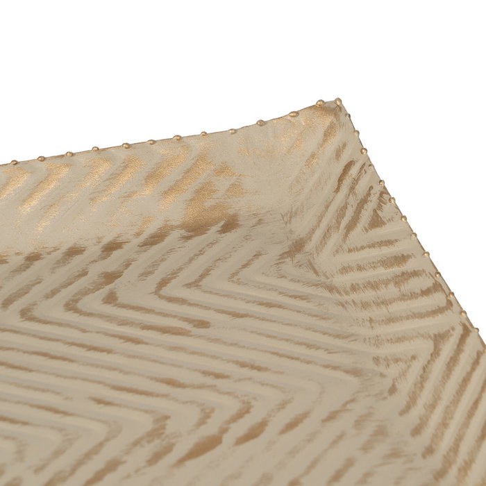 Bandeja Oro-Beige Metal 30 X 30 X 2 cm (Set de 2)