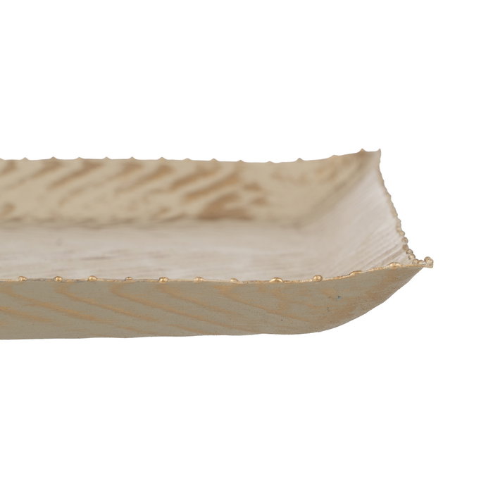 Bandeja Oro-Beige Metal 30 X 30 X 2 cm (Set de 2)