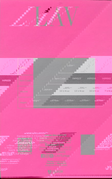 Lav Set 6 Copas de Champagne 215 cc Colección Fame 5.5x4.8x23 cm (4 Cajas)