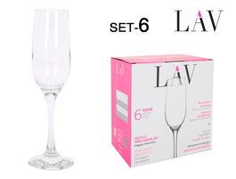 Lav Set 6 Copas de Champagne 215 cc Colección Fame 5.5x4.8x23 cm (4 Cajas)