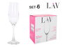 Lav Set 6 Copas de Champagne 215 cc Colección Fame 5.5x4.8x23 cm (4 Cajas)