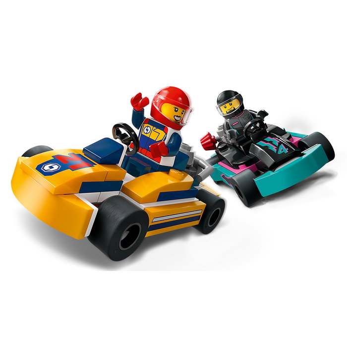 Lego 60400 City Karts y Pilotos de Carreras, Juguete con 2 Karting, con 2 Minifiguras de Conductor de Coche