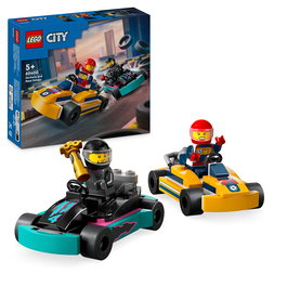 Lego 60400 City Karts y Pilotos de Carreras, Juguete con 2 Karting, con 2 Minifiguras de Conductor de Coche