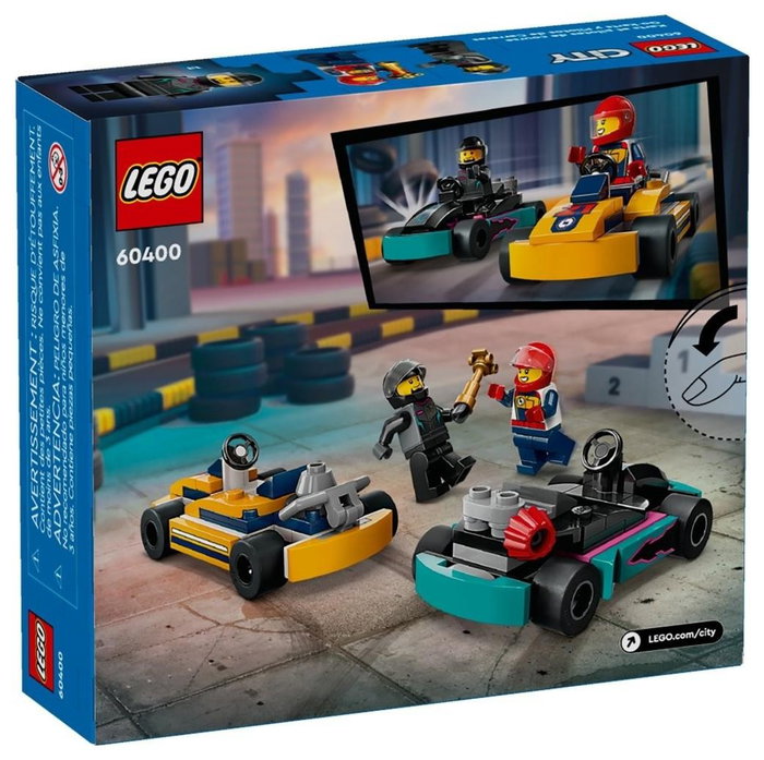 LEGO City Karts y Pilotos de Carreras 60400 con 2 Minikarts y 2 Minifiguras de Piloto