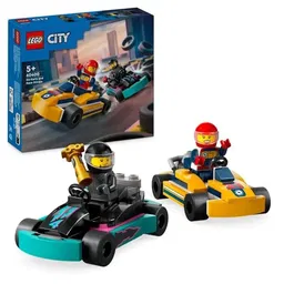 Lego 60400 City Karts y Pilotos de Carreras, Juguete con 2 Karting, con 2 Minifiguras de Conductor de Coche