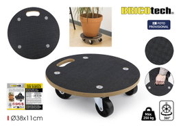 Bricotech Base de Madera Redonda con Ruedas 38x11cm
