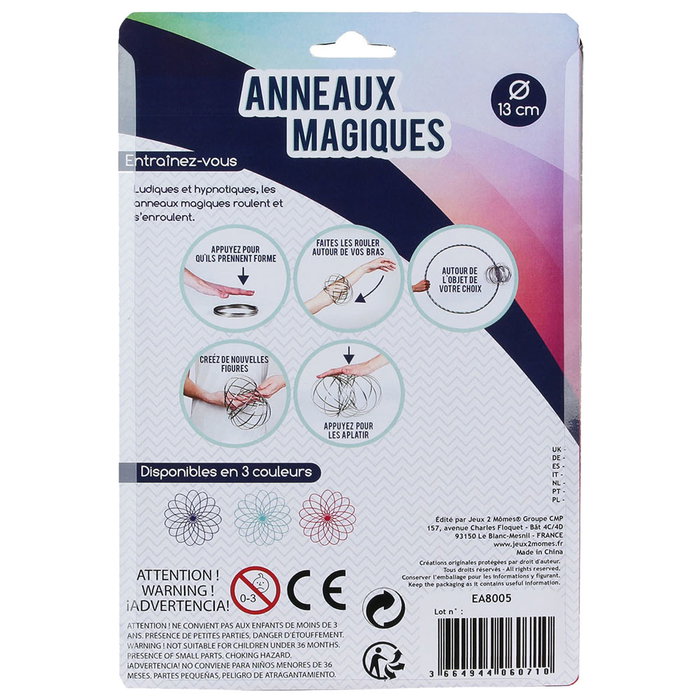Jeux 2 momes Espiral Mágica 13 cm Colores Surtidos Anillos que Ruedan y se Enrollan Accesorios Hipnóticos para Crear Figuras