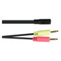 Alcasa Adaptador de Auriculares AD-HS02, 2 x 3.5mm Macho a 3.5mm Hembra, Cable de 0.2 m, Negro
